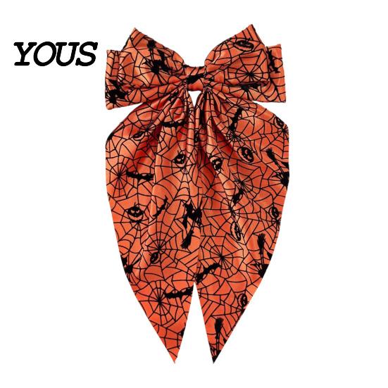 Dark Style Hair Bows for Festivals Halloween Bow Clip Women Girls, Spider Web Barrettes Cute Girls Clips, Large Bowknot Accessories Cosplay