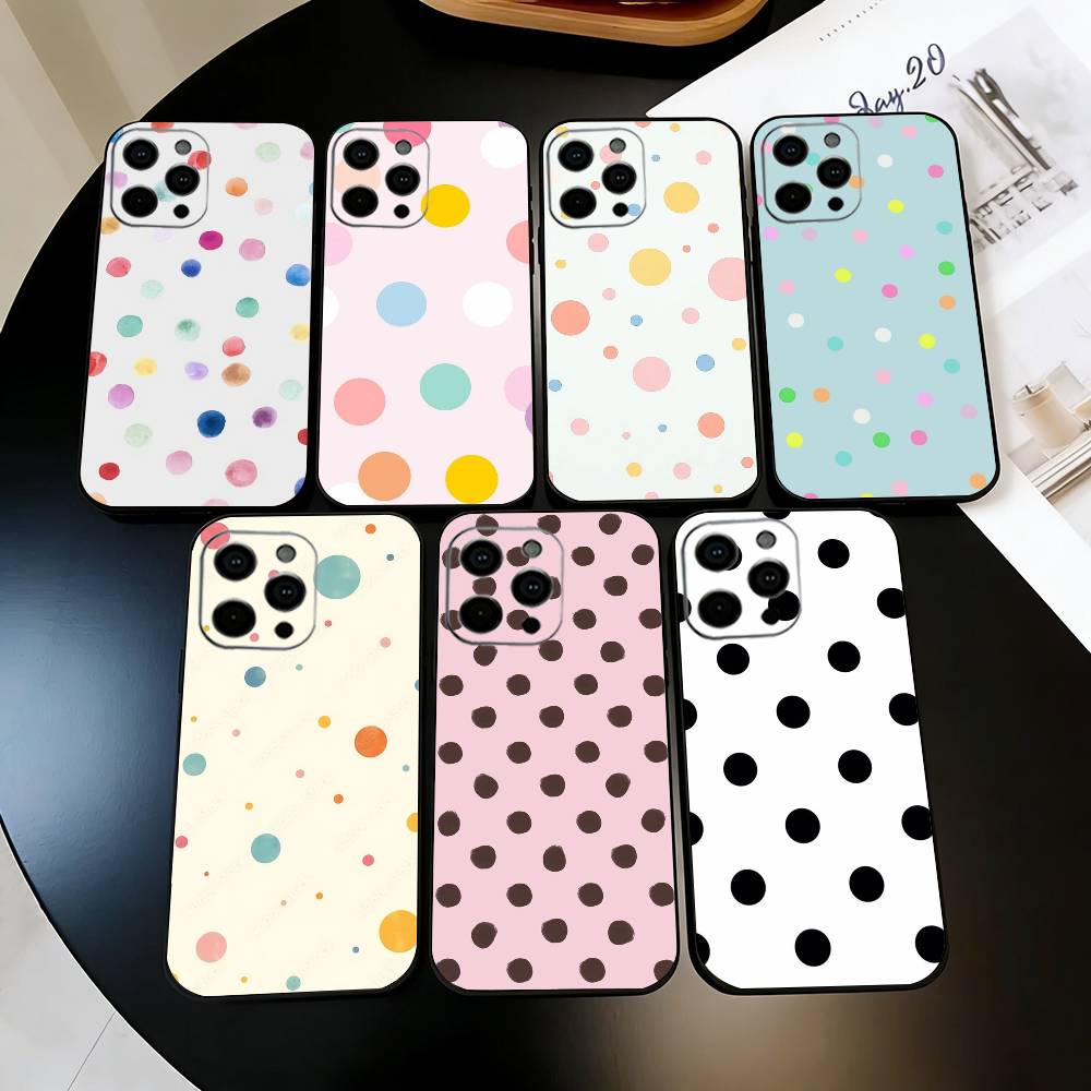 DOT P-Polka Muster Handyhülle Für iPhone 17, 16,15,14,13,12,11 Plus,Pro Max, Andere Weiche Schwarze Abdeckung