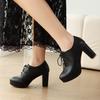 Vintage Britische High-Heeled Plateau Single Shoes Damen Handgemacht Gewaschenes Leder Schnürung Kleine Lederschuhe Mary Jane Erhöhte Loafer