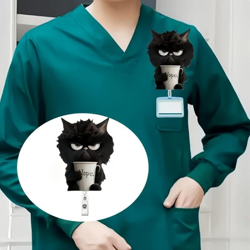 Badges Reel,Funny Coffe Cats Badges Holder,Retractable Badges Clip Office Name Badges Accessories,Nursing Student Gift