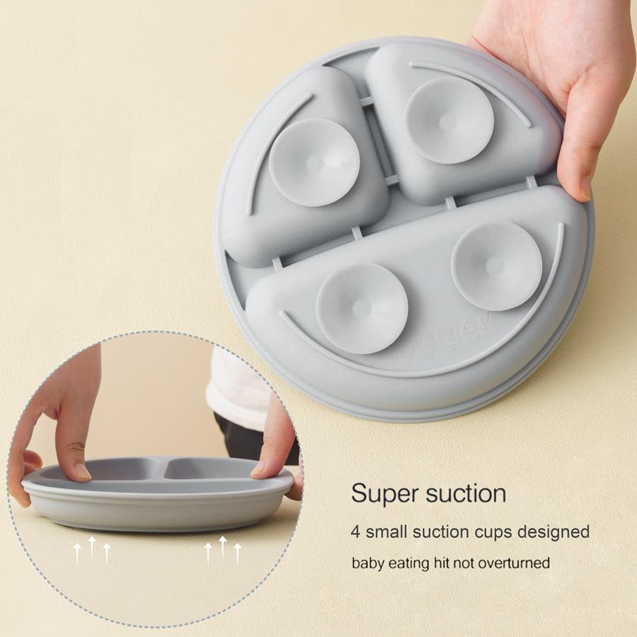 Color Kids 6PCS Silicone Baby Feeding Set Sucker Bowl Dinning Plate Straw Cup Spoon Fork Toddler Dishes Bib Children's Tableware