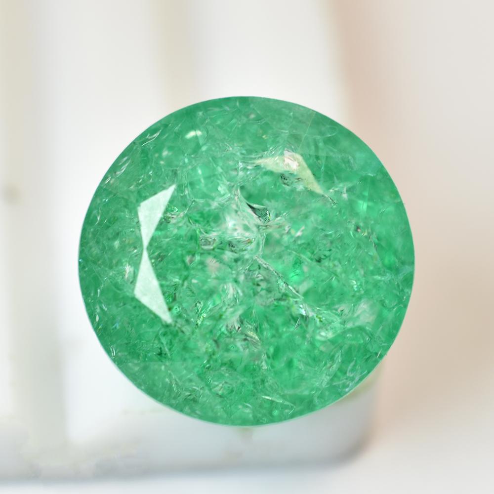 Natural Green Emerald Loose Gemstone Faceted Round Cut 22.25 Ct for Jewelry Making and Crafts