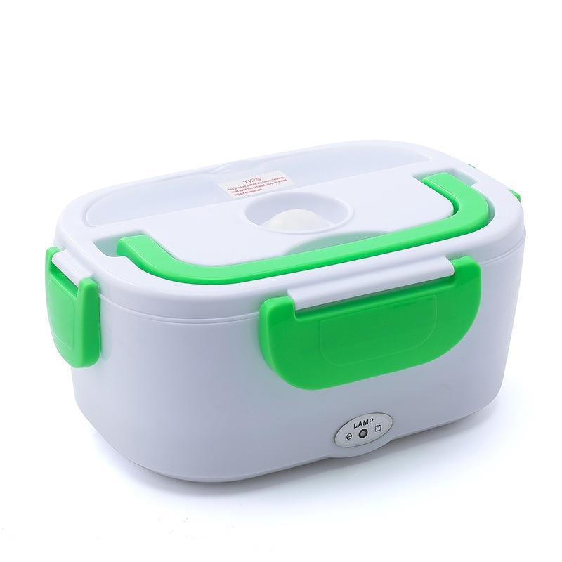 Portable Electric Heated Lunch Box for Home and Car Use with Plastic Inner Liner US Single-use Plastic Liner светло-зеленый 1870₽