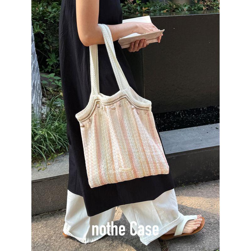 

Сумка Nothe Case Beiyu Light Picking Пляжная Ракушка Отпускное Настроение Холщовая Сумка Плечевая Полоска Сумка-тоут Bei language pick up light