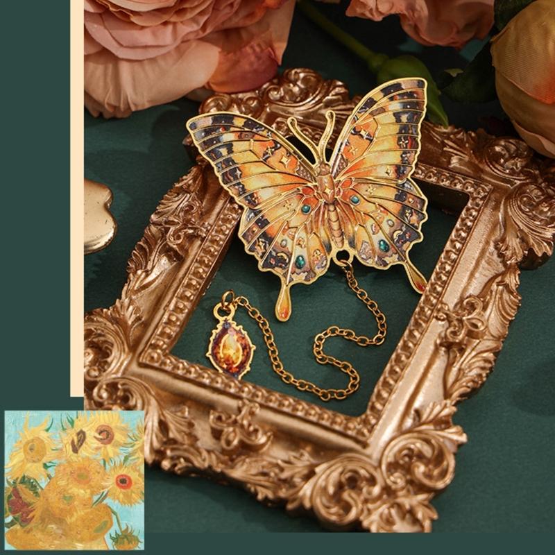 Engraved Butterfly Bookmarks with Pendant Butterfly Metal Bookmarks for Teacher Book Lover Adult Reading Accessories
