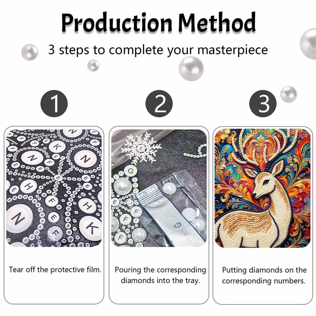 Elegant Deer Pearl Painting 5D DIY Rhinestone Embroidery Handmade Art Decor Creative Gift for Home Interior Decoration