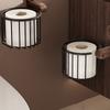 Retro Suction Cup Walnut Toilet And Bathroom Storage Rack No Punching Toilet Tissue Basket Bathroom Waterproof Storage Rack
