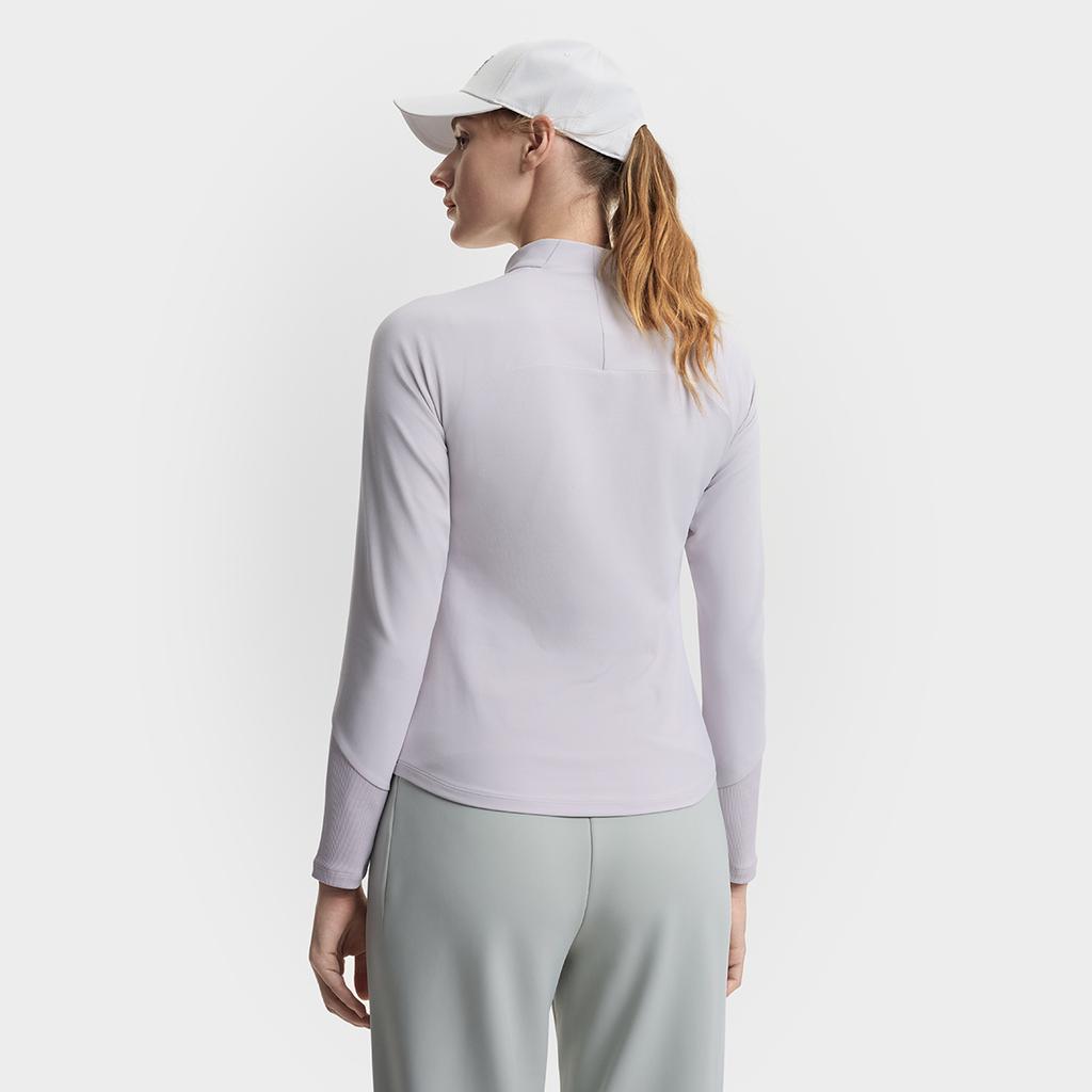 Fila Fitted Stand Collar Half-Zip Knit Long Sleeve T-Shirt Women Tops Light-Purple A11W511202FPU
