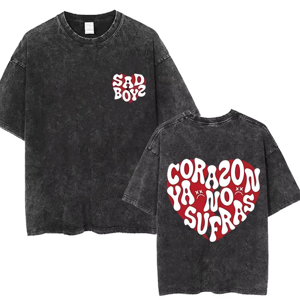 Washed Vintage Junior H Sad Boyz Tour T Shirts Men Women Hip Hop Fashion Tshirt Mens Oversized Crewneck Short Sleeve Tshirts
