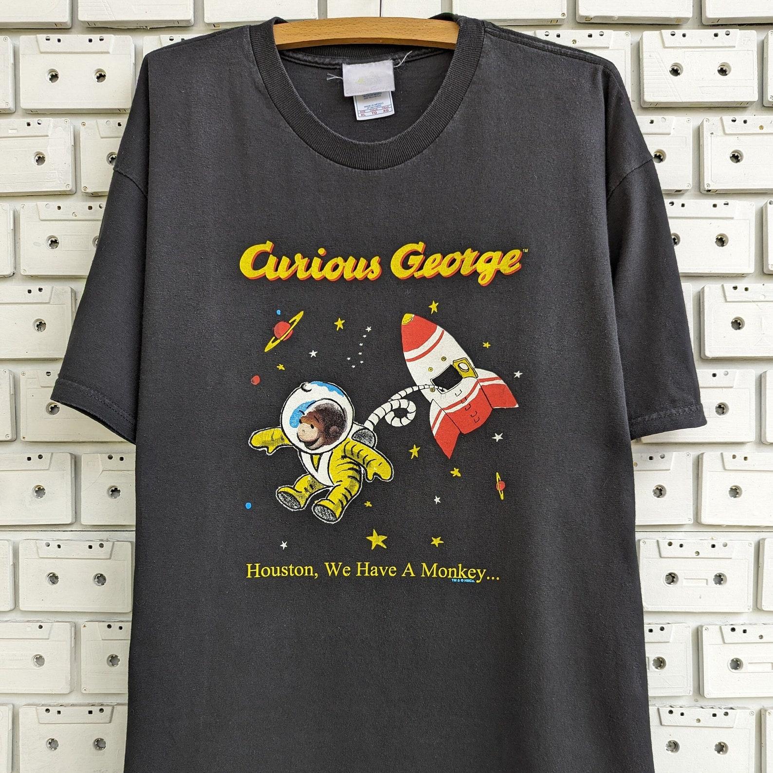Vintage 00s Curious George T shirt Funny Astronaut Monkey Children Adventure Book Merch Tee Size XL 3XL
