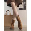 Round head inner heightening belt buckle short boots spring and autumn flat bottom stacking boots