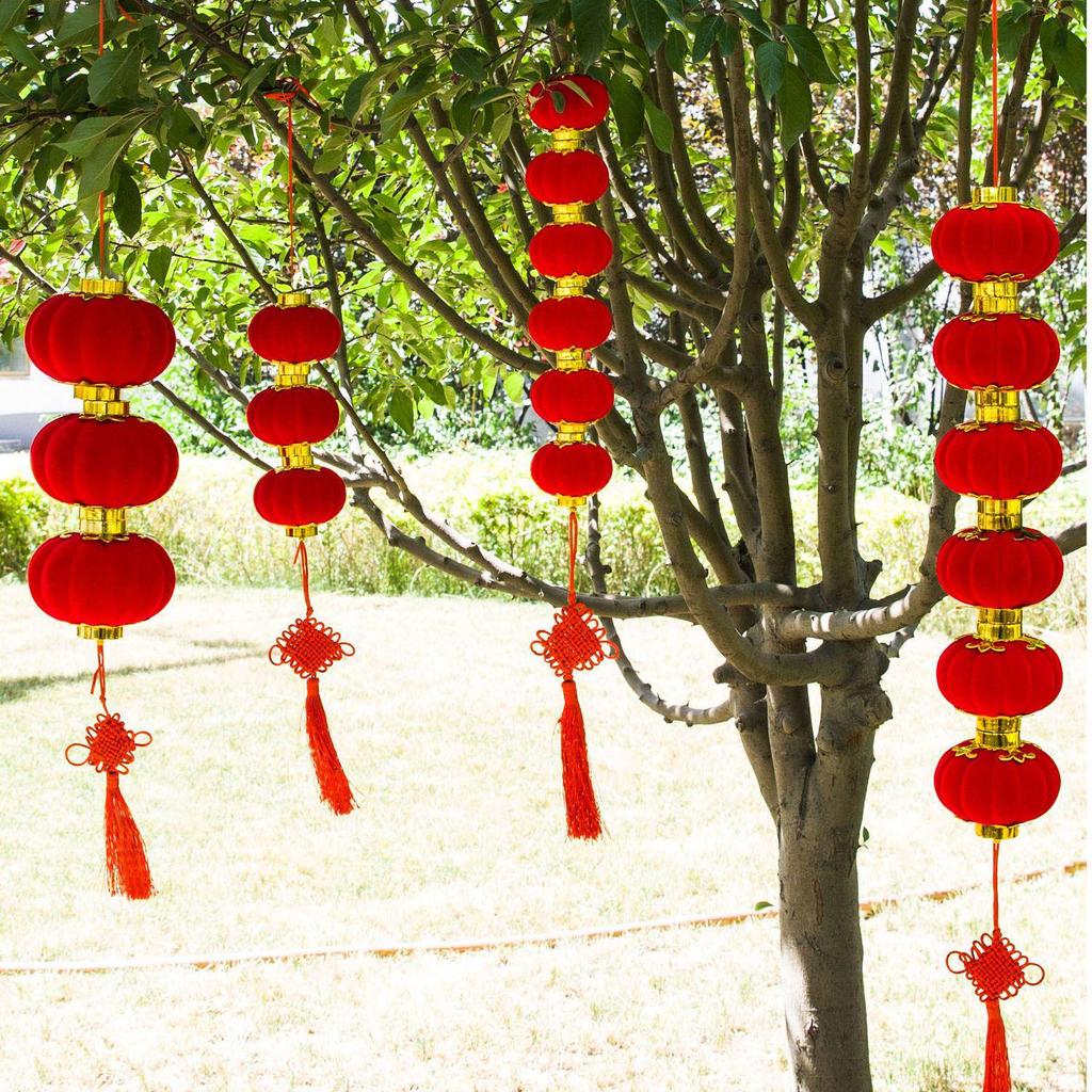 Flocked Lantern String: New Year, Wedding & Christmas Decor - Free Shipping