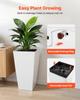 Tall Planters Set of 2, 665 Mm Large Outdoor Taper Planters for Outdoor Indoor Plants, Front Porch Plastic Modern Flower Pots with Casters, Inner Pot