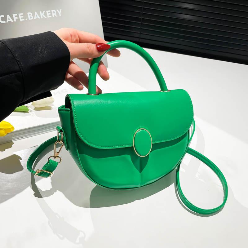 Women's bag new trendy high-end fashion niche design solid color retro messenger bag portable saddle bag
