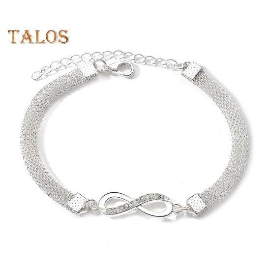 3 Pcs/Set Women Bracelets Rhinestone Decor Hollow Infinite Symbol Heart Adjustable Stackable Wrist Jewelry Lady Prom Party Wedding Bangle Set