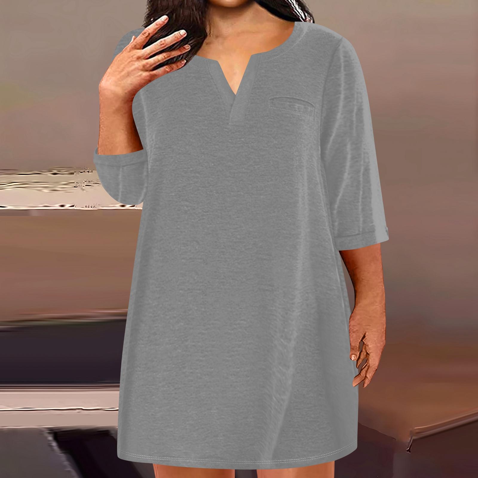 Женская мода большого размера с v-образным вырезом и семью рукавами — фото 15