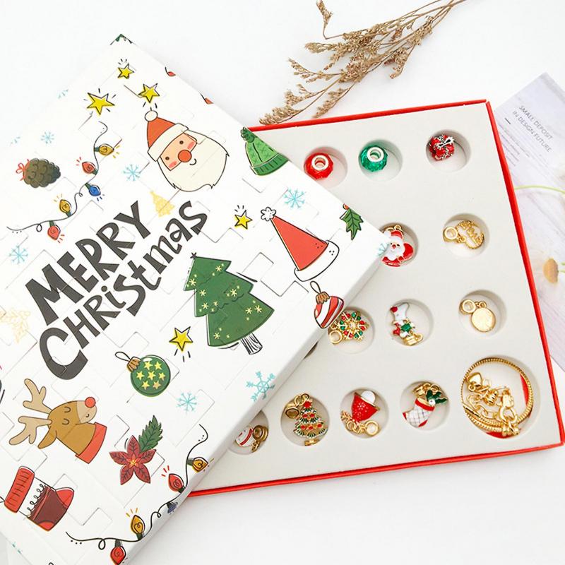 Christmas Advent Calendar 24 Days Countdown Calendar DIY Bracelets Making Game Christmas Party Favors