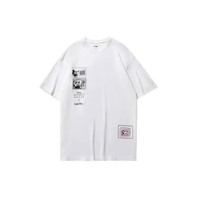 Disney Mickey Und Keith Haring Druck Lockeres Kurzarm-T-Shirt Herren Oberteile Weiß AHSR501-2