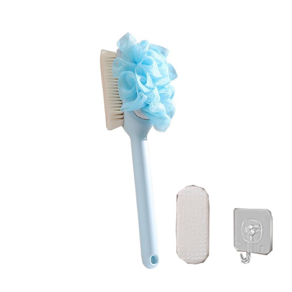 

Мягкая сетчатая щетка для спины с длинной ручкой, удобный гладкий инструмент для ухода за кожей, мочалка для ванны, нескользящая ручка, удаление омертвевшей кожи синий