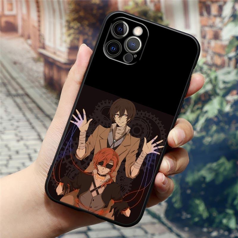Pouzdro na telefon Cartoon Anime Bungou Stray Dogs Dazai Osamu pro iPhone14 13 12 11 Pro Max 8 7 SE XR XS Plus Černý měkký silikonový kryt