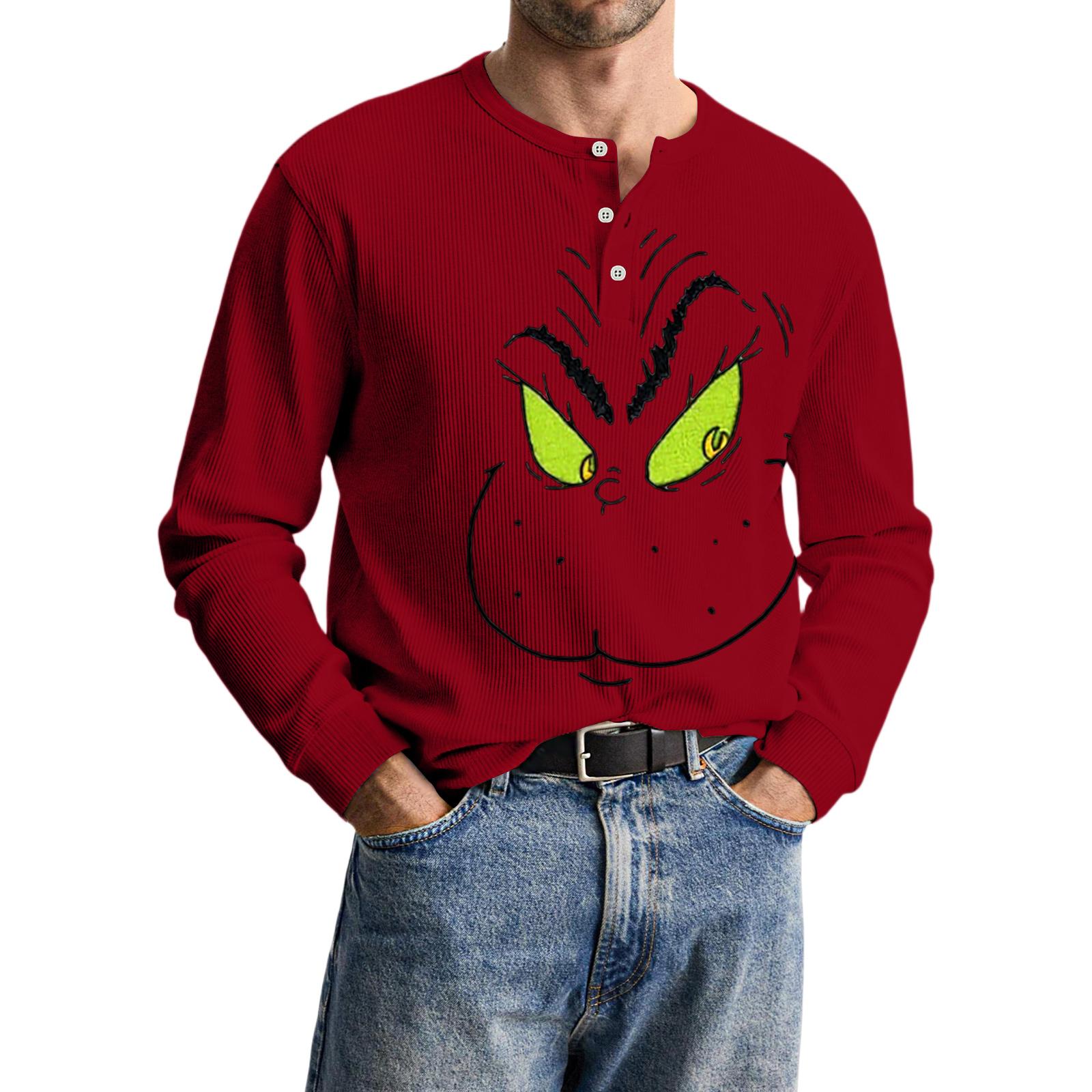 

Мужская повседневная трикотажная рубашка на пуговицах с длинным рукавом XL винный