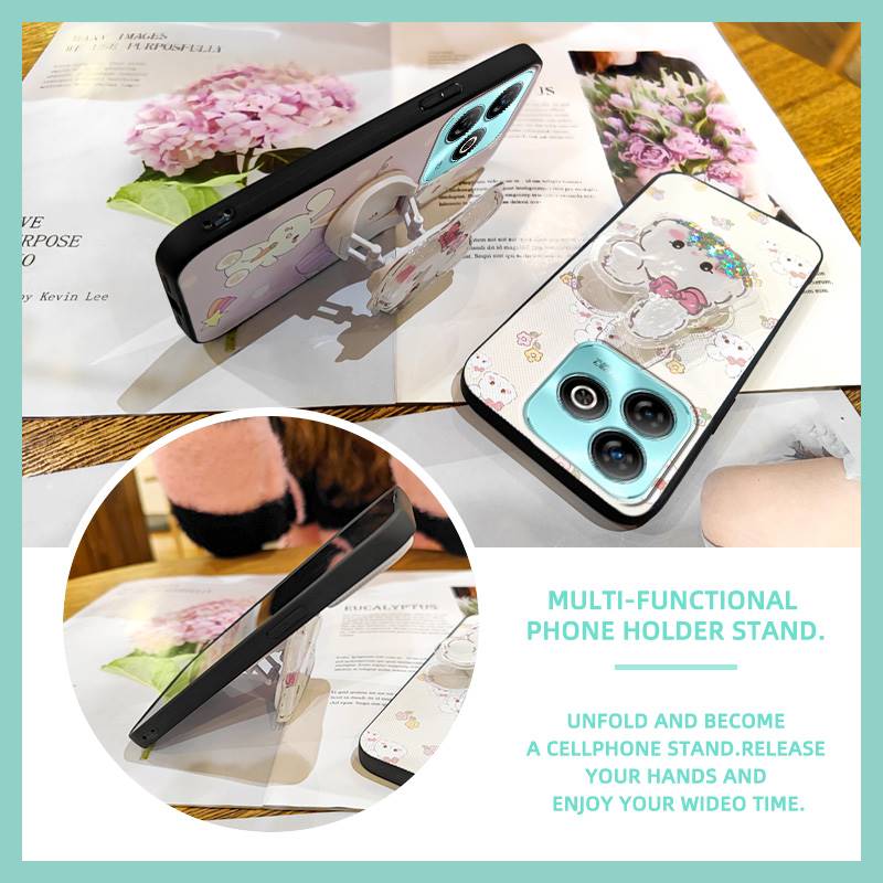 Husă Telefon TPU Design Modă Pentru ZTE Blade A75 4G/Z2359 Anti-șoc Durabil Silicon Suport Cartoon Sclipici Anti-praf