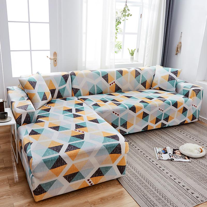 Geometrische Sofabezug Couchbezug Elastische Sofabezüge für Wohnzimmer Ecke L-förmige Chaiselongue Sessel Sofa Schonbezug