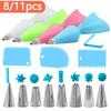 11/8Pcs Reusable Icing Piping Nozzles Set Pastry Bag Scraper Flower Cream Tips Converter Baking Cup DIY Cake Decorating Tools