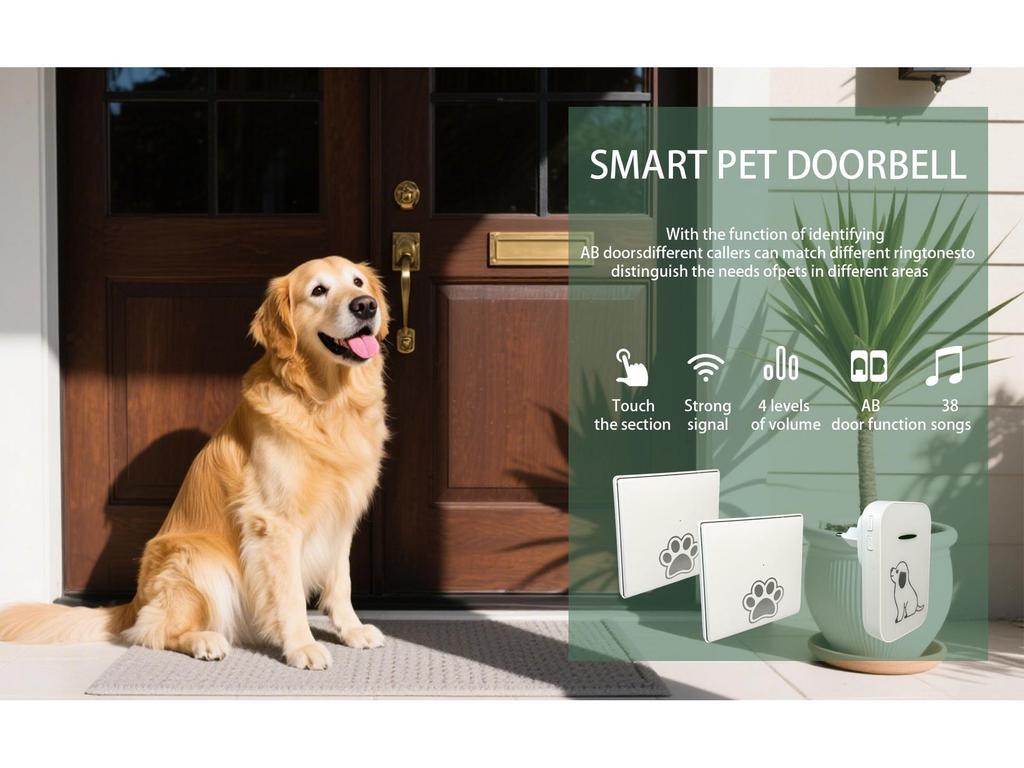 Chenji Self-Powered Wireless Pet Doorbell - Waterproof Puppy Entry Chime