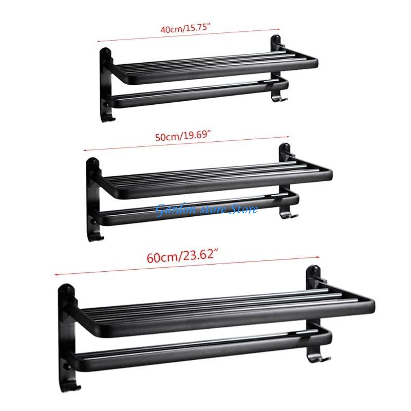B0KB Space Aluminum Towel Holder Multilayer Towel Bar Wall Hanging Storage Rack for Kitchen Bathroom Easy to Install Durable
