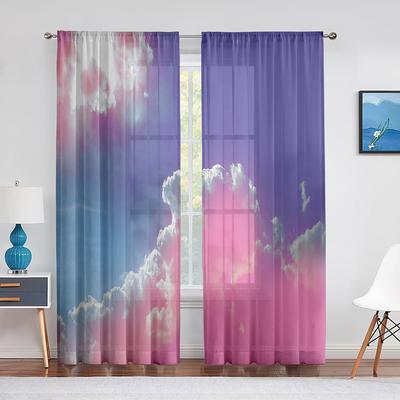 Tende di Tulle Rosa Viola Blu Nuvole Fantasy per Decorazioni Soggiorno Chiffon Velato Voile Cucina Camera da Letto Tenda Drappeggi