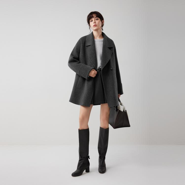 ELLE French Casual Loose Versatile Comfortable Double-Sided Wool Long Sleeve Coat Women coats L8WNR002