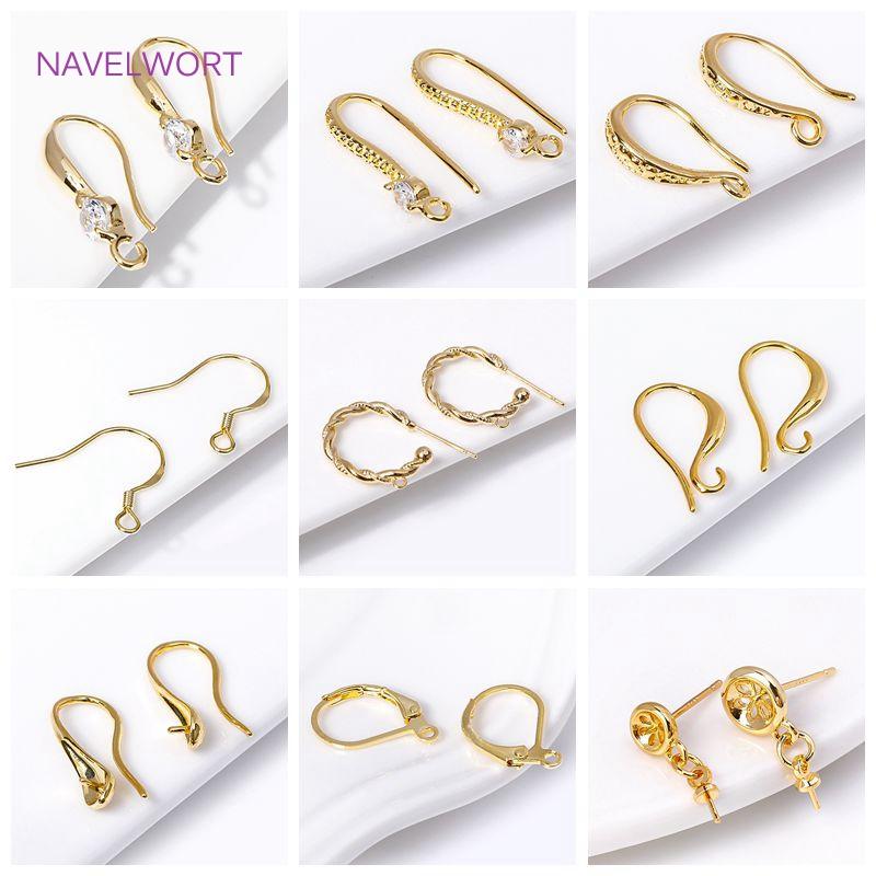 3/4MM With Closed Ring 18K Gold Plated Pearl Post Earring Mounting DIY Jewelry Making Supplies Earrings Accessories Wholesale