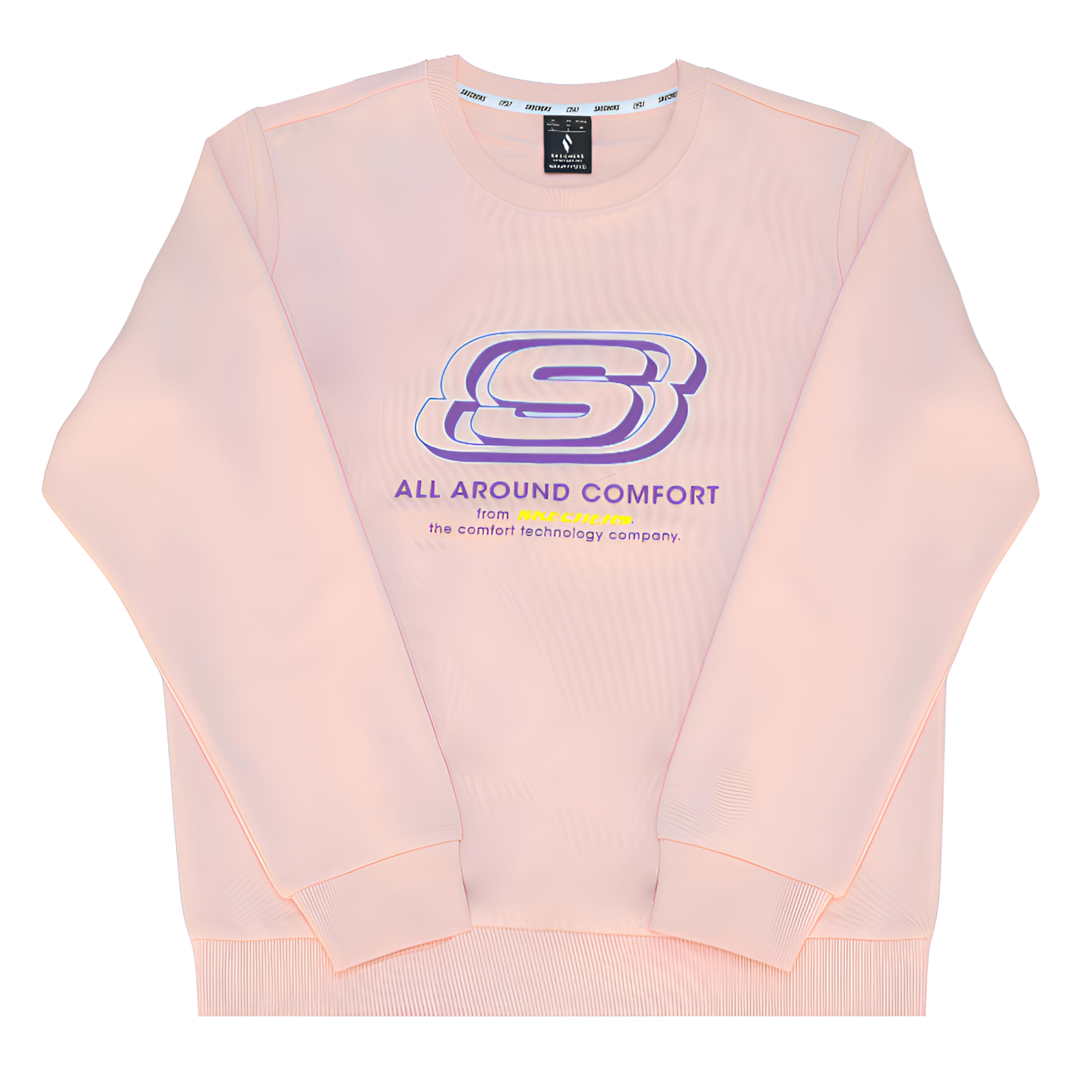 Skechers Logo Print Casual Fashion Comfortable Versatile Crew Neck Pullover Long Sleeve Sweatshirt Women sweatshirt RF-L223W920-007E M
