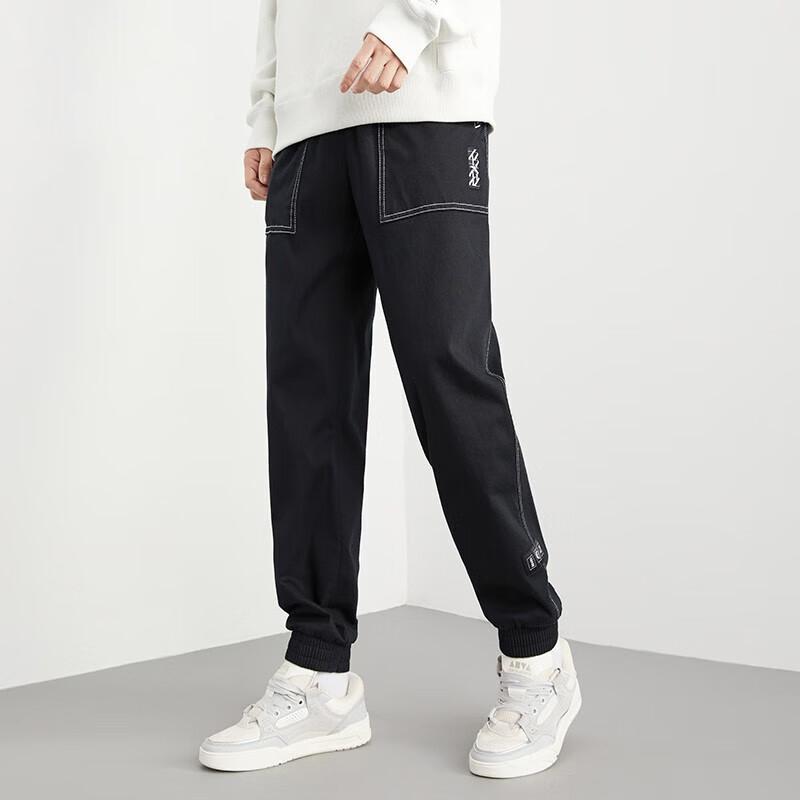 Anta Pocket Print Cuffed Knit Sports Pants Men Bottoms Basic-Black 152311527-2