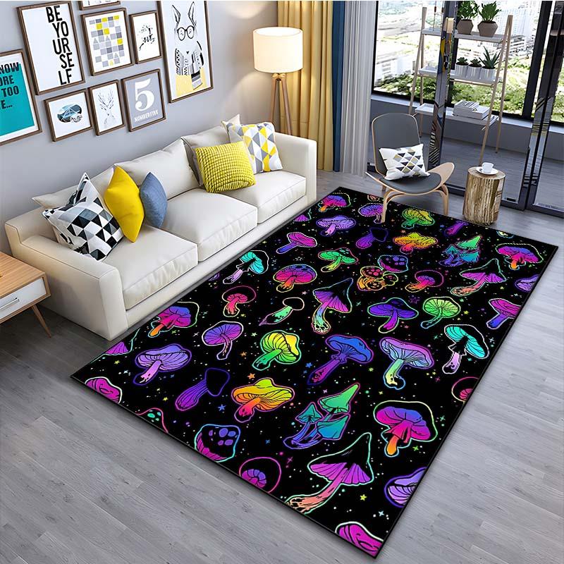 Psychedelic Mushrooms Pattern Floor Mat Carpet 15 Size Living Room Bedroom Bedside Bathroom Floor Mat Area Rug Club Home Decor