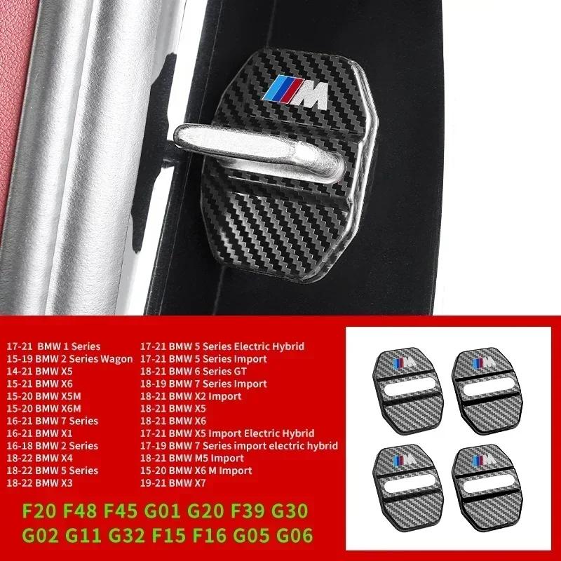 

New 4PCS Car Door Lock Cover Carbon Fibre Stikcer Case Car Accessories For BMW E46 E90 E60 F10 E39 F30 E36 F20 E87 E90 E70