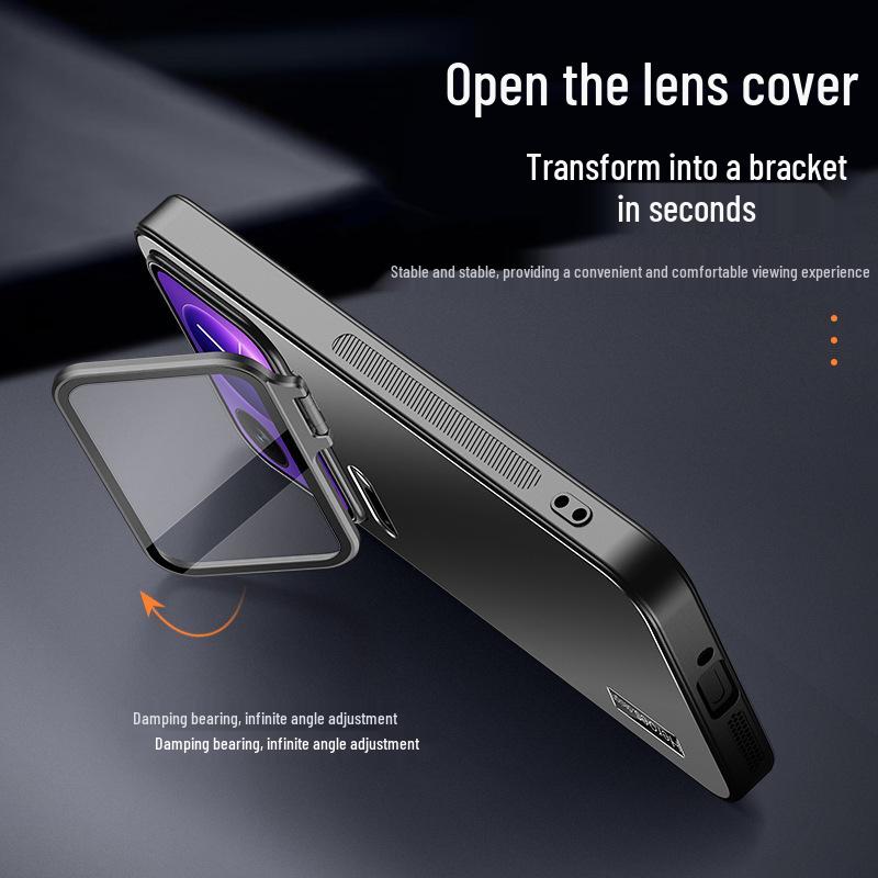 Xiaomi 17Pro Max Phone Case: Metal Lens Stand, Magnetic, Drop-Proof, Protective, Simple Design.