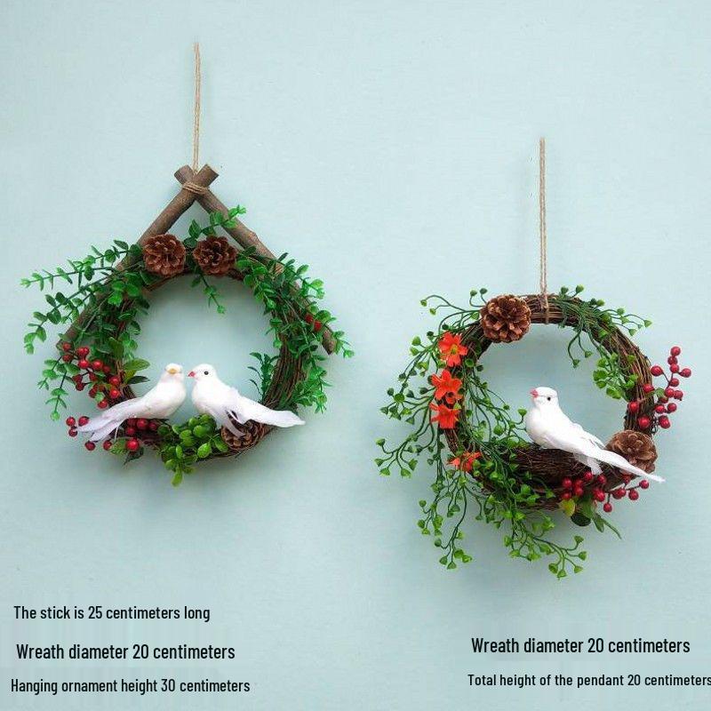 Forest Style Kindergarten Hanging Mobile: Creative Micro-landscape Arrangement with Bird's Nest and Decorative Pendants.