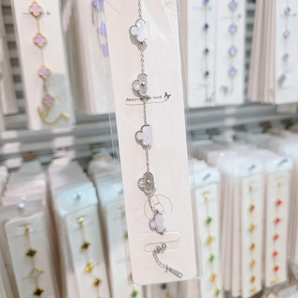 Double-sided Five-flower Four-leaf Clover Bracelet Titanium Steel Does Not Fade Light Luxury High-end Jewelry