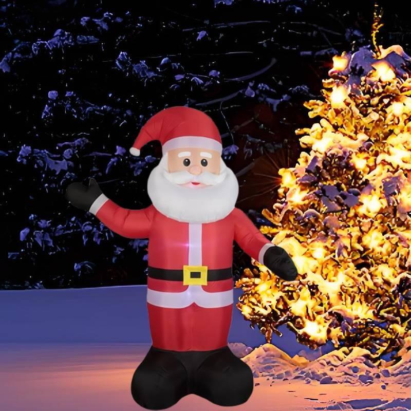 Moș Crăciun gonflabil colorat cu lumini LED pentru decor festiv de sărbători în curtea exterioară