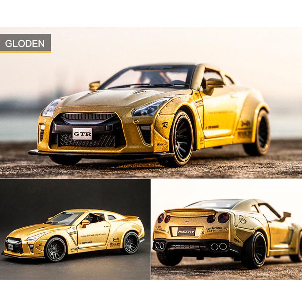 

1:32 Литые автомобили с металлическим корпусом багажник капот двери открываются фары светятся со звуком работающего двигателя для мальчиков золотой