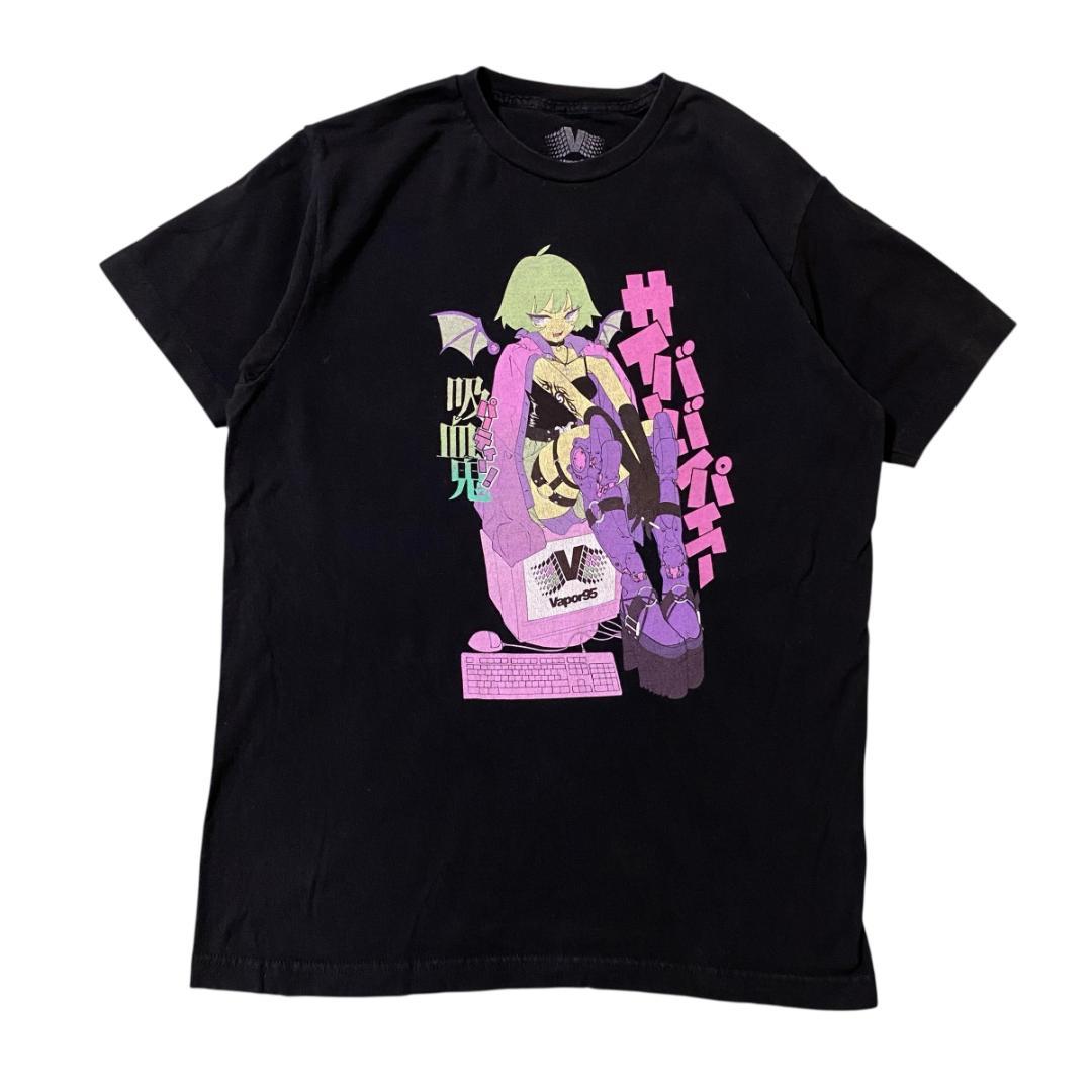 

[USED] Vintage American Vampire Party Short Sleeve T-Shirt with Anime Print, I2251