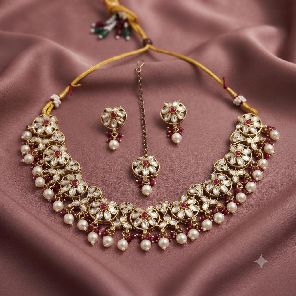 Gold Plated Kundan Jewelry set Indian Traditional Wedding Jewelry set for women