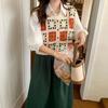 Women's Autumn and Winter Versatile V-Neck Vest Retro Hollow-Out Korean-Style Sweet Designer Niche Loose Top