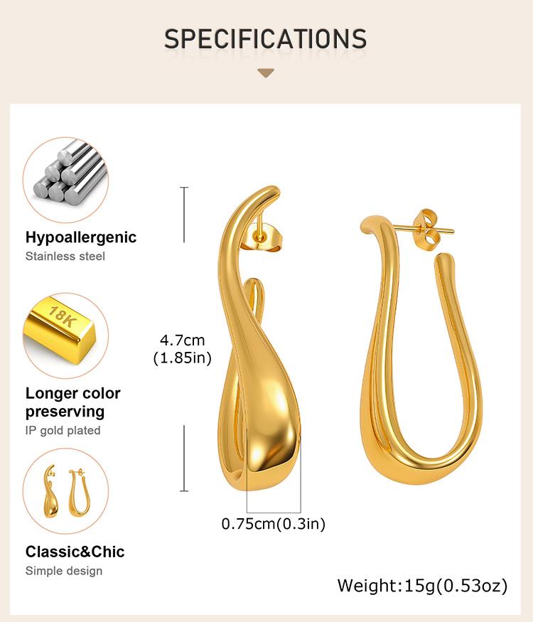 Unique Stainless Steel Stud Earring for Women, 18K Gold Color Plated Geometric Statement Earring Jewelry Wholesale