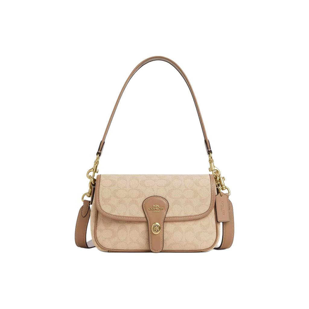 Coach Hadley 25 Monogram Flap Top Handle Crossbody Bag Medium Women Handbags Deep-Natural CAK49-IMLG6