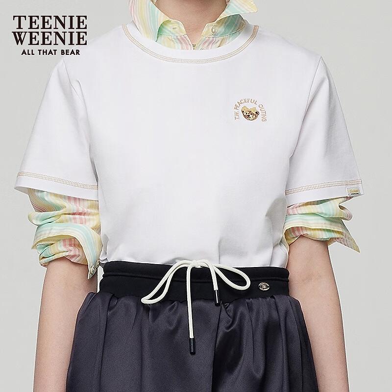 Teenie Weenie Women's Bear Embroidered Short Sleeve T-Shirt