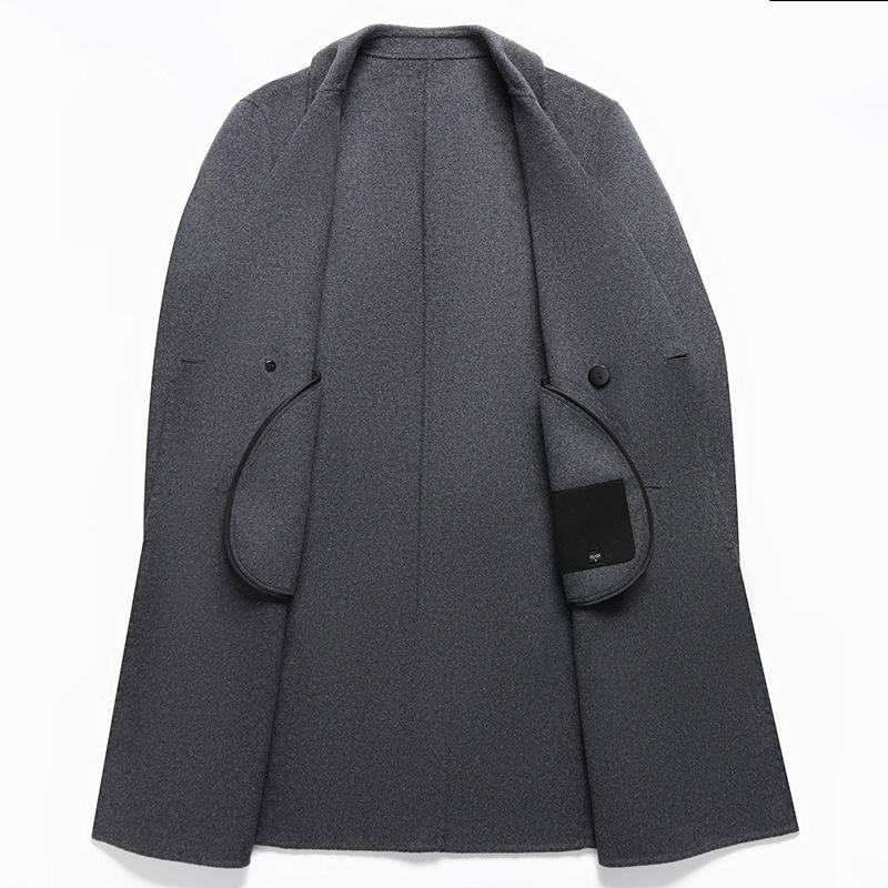 Herbst und Winter Neuer Herren-Wollmantel doppelseitig Mittel und Lang Anzugkragen Kaschmirmantel Herren Woll-Trenchcoat