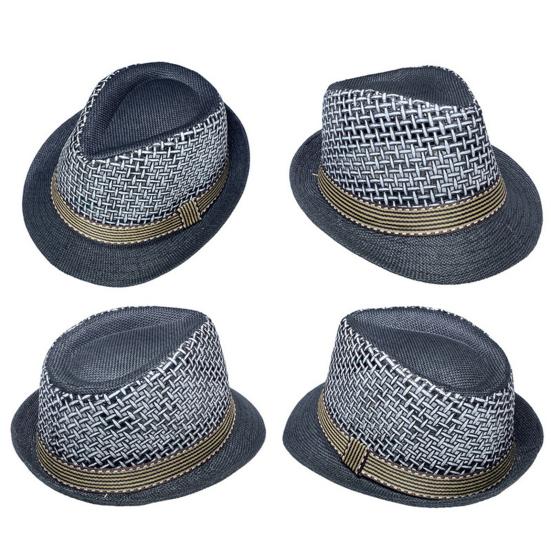 Męski kapelusz jazzowy Hollow Out Oddychająca ochrona przed słońcem Anty-UV Vintage Kontrastowy kolor Składany zwinięty